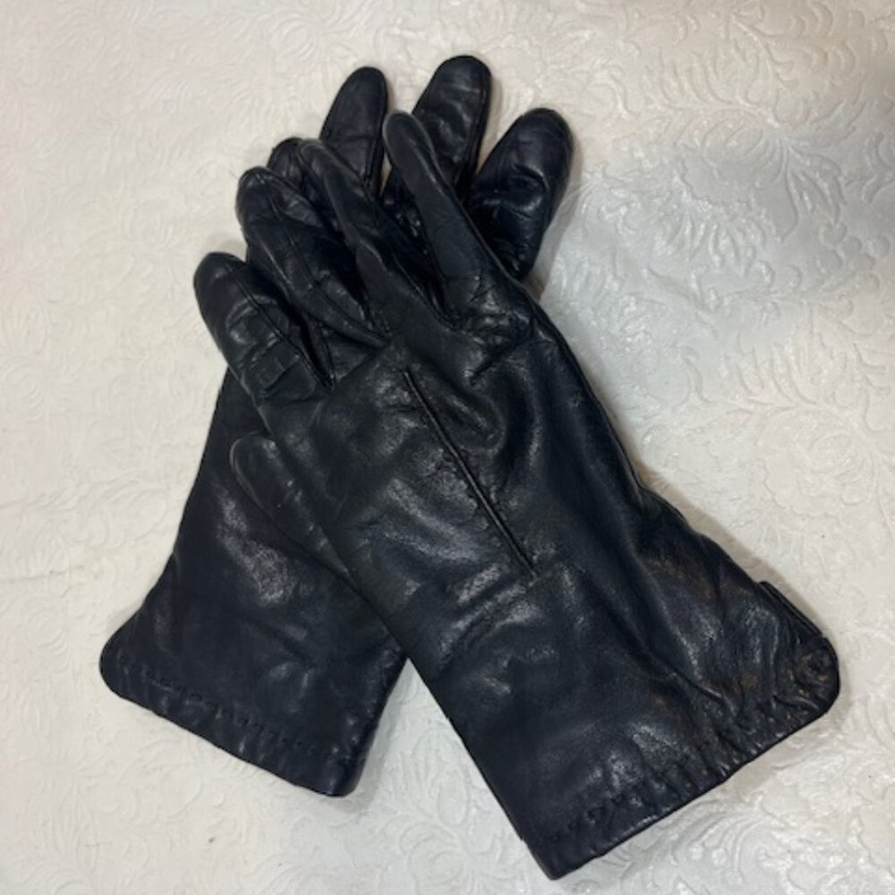 VTG Real Fur Lined Soft Leather Gloves Black Size: Sm-Med